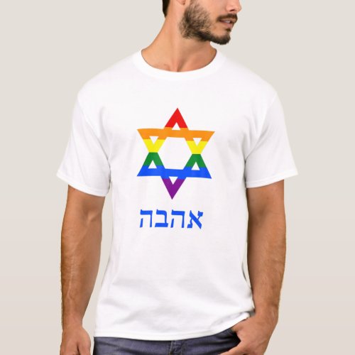 Jewish Gay Gift Star Of David Rainbow Hebrew Love T_Shirt
