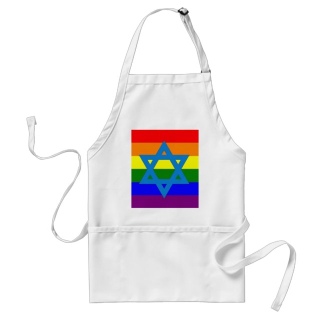 Jewish Gay Pride Flag Adult Apron (Front)