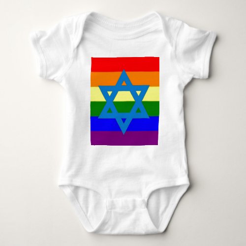 Jewish Gay Pride Flag Baby Bodysuit