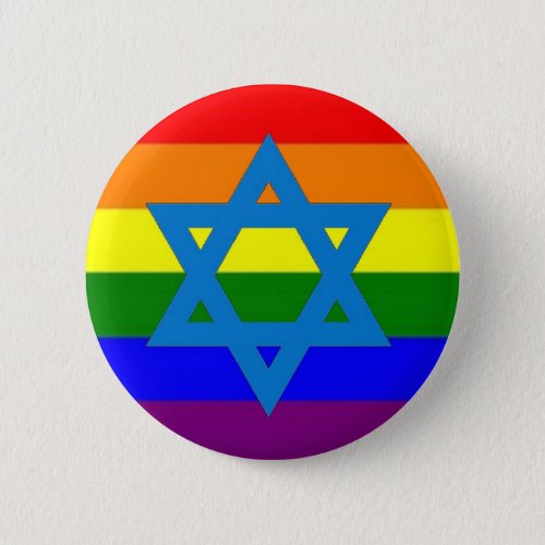 Jewish Gay Pride Flag Pinback Button