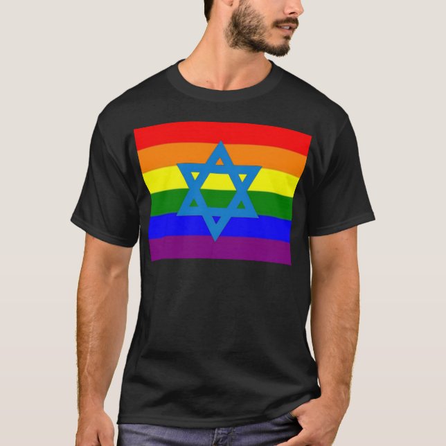 Jewish Gay Pride Flag T-Shirt (Front)