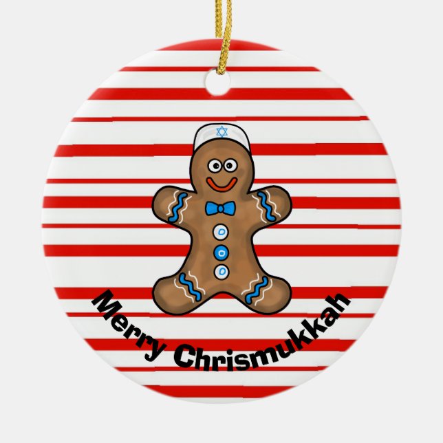 Jewish Gingerbread Man Chrismukkah Ornament (Front)