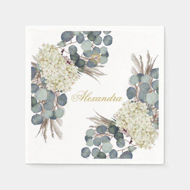 Jewish Girl Baby Naming Floral Gold  Napkins (Front)