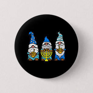 Jewish Gnomes Menorah Hanukkah Pajamas Chanukah Button