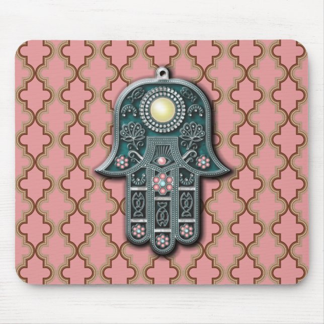 jewish hand foil pendant berber jewelry tribal art mouse pad (Front)