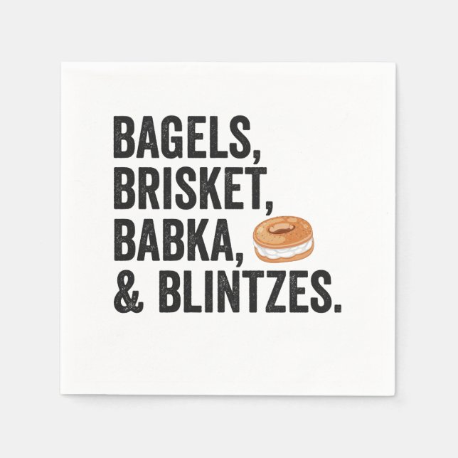 Jewish Hanukkah Bagels Brisket Bakka Blintzes Gift Napkins (Front)