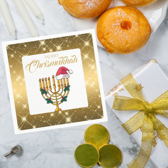 Jewish Hanukkah Celebration Merry Chrismukkah Napkins (Creator Uploaded)