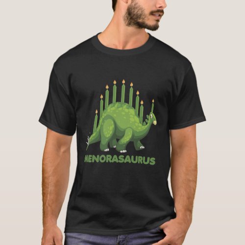 Jewish Hanukkah Dinosaur Menorah Jew Dino Fans T_Shirt