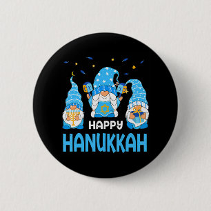Jewish Happy Hanukkah Gnome Menorah Jew Holiday Button