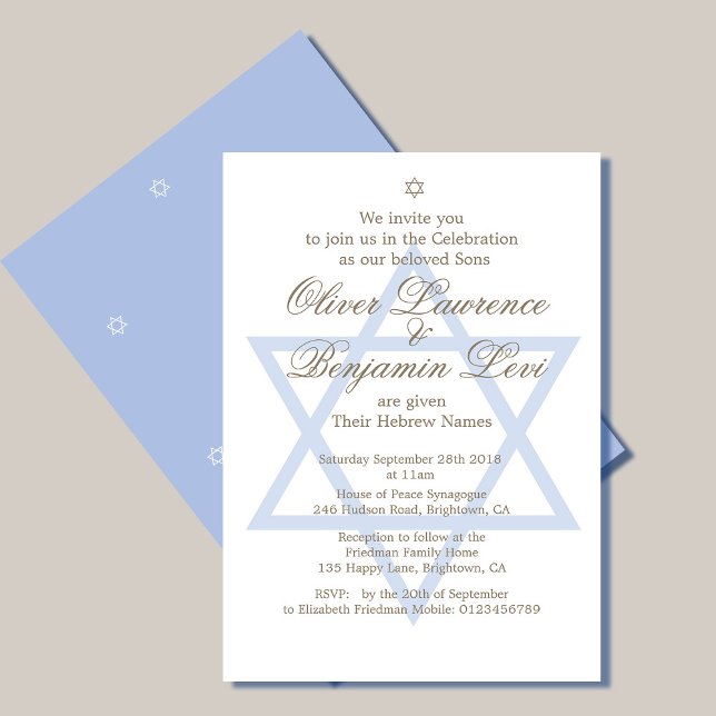 Jewish Hebrew Twin Boys Naming  Invitation (Creator Uploaded)