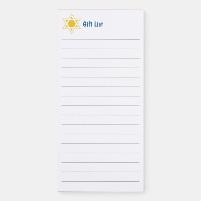 Jewish Holiday Gift LIst Magnetic Notepad (Front)