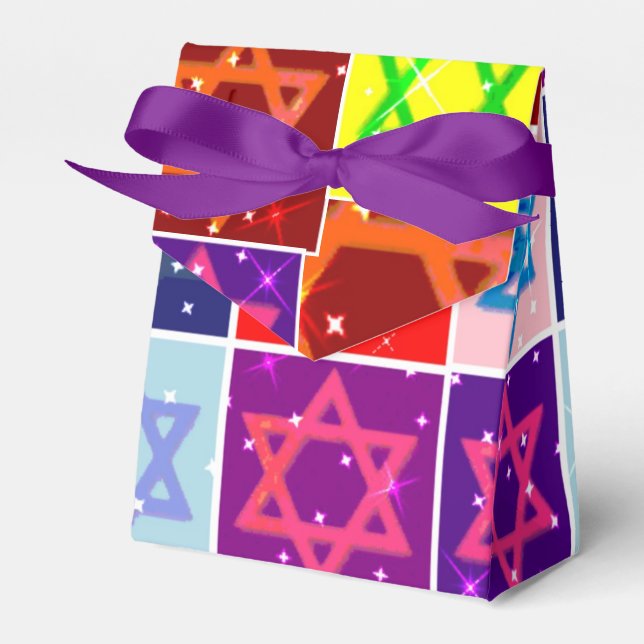 Jewish Holiday Party Favor Boxes - Judaica Art (Front Side)