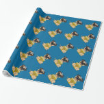 Jewish Holiday-Pug Dog with Menorah Wrapping Paper<br><div class="desc">This pretty blue gift wrap has a little Pug dog,  wearing a blue yarmulke with a Star of David and a Menorah sitting in front of him,  in a repeating pattern…great for all Jewish occasions!</div>