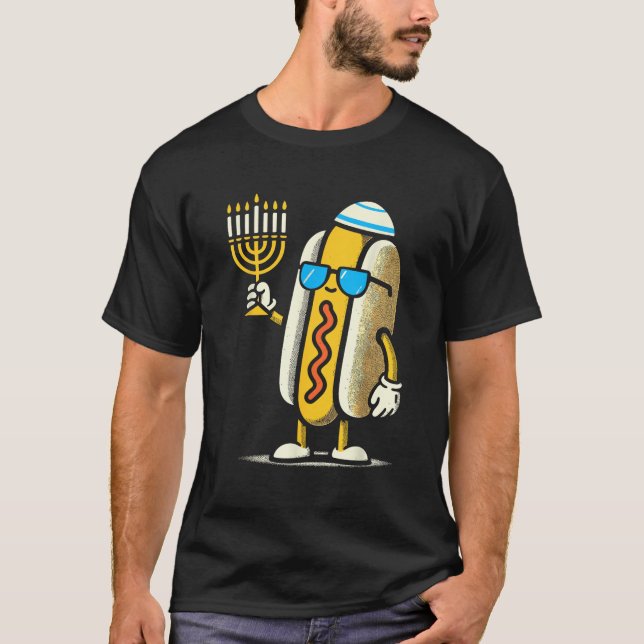 Jewish Hotdog Funny Hanukkah Pajamas Chanukah PJs  T-Shirt (Front)