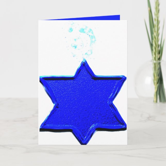 Jewish humor Genie with sparkly Star of David lamp Card (Front)