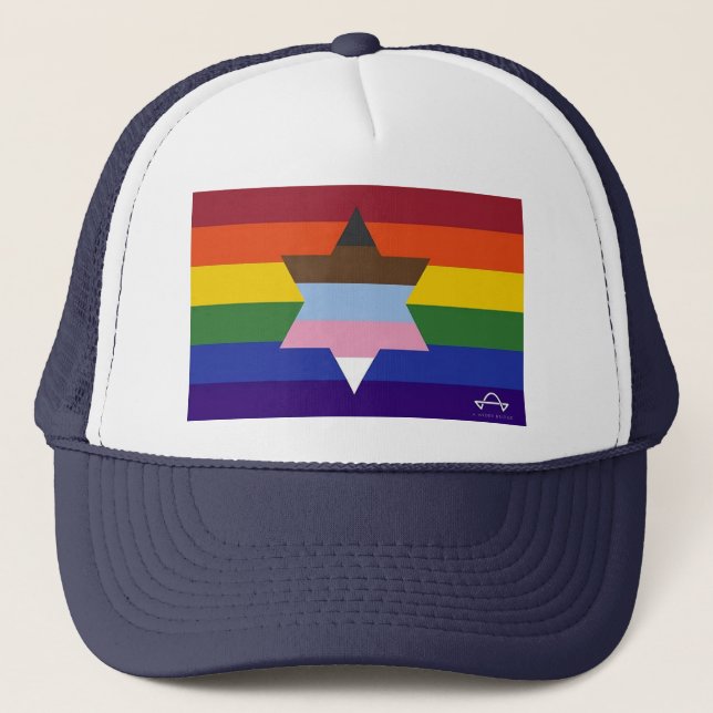 Jewish Inclusive Pride Flag Baseball Hat (Front)