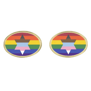 Jewish Inclusive Pride Flag Cuffinks Cufflinks