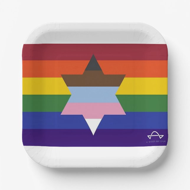 Jewish Inclusive Pride Flag Paper Plates (Front)