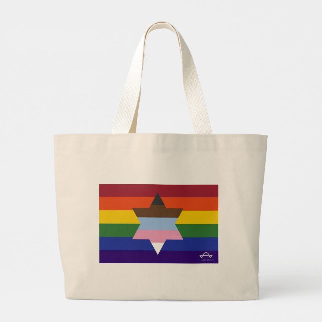 Jewish Inclusive Pride Flag Tote Bag (Back)