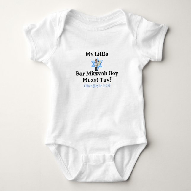 JEWISH INFANT BAR MITZVAH OUTFIT EXCITING CUTE BABY BODYSUIT (Front)