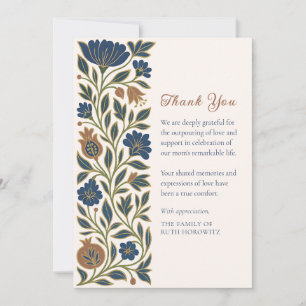 Jewish Inspired Floral Sympathy Shiva Funeral Thank You Card