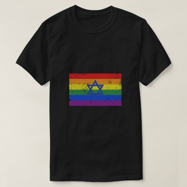 Jewish Israel LGBT Gay Pride Flag T-Shirt (Design Front)