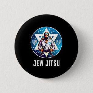 Jewish Jew Jitsu Funny Hanukkah Rabbi Karate Chanu Button