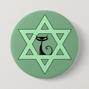 Jewish Kitty Cat Star of David Button