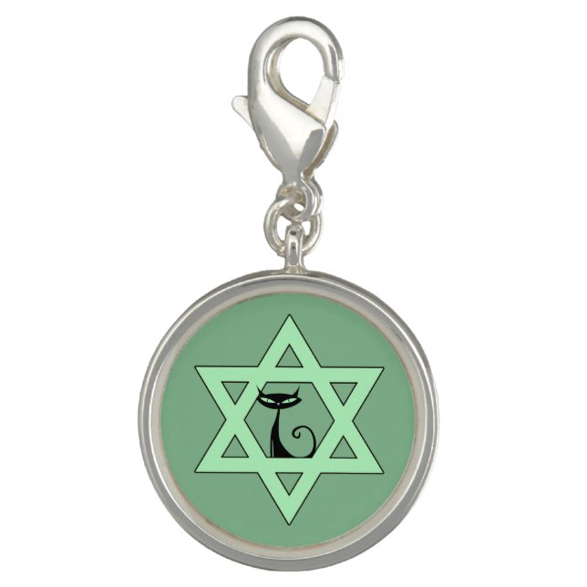 Jewish Kitty Cat Star of David Charm (Front)