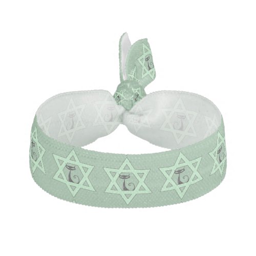 Jewish Kitty Cat Star of David Ribbon Hair Tie