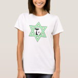 Jewish Kitty Cat Star of David T-Shirt<br><div class="desc">Green Star of David with a black cat.</div>