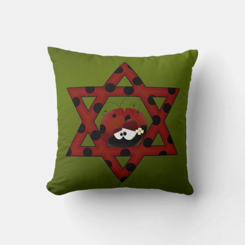Jewish Ladybug Star of David Throw Pillow