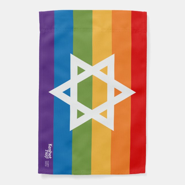 Jewish LGBTQ+ Pride Flag 12" x 18" (Front)