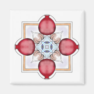 Jewish Luck Magnet - Pomegranate, Hamsa, Garlic