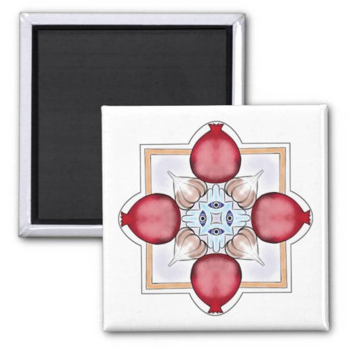 Jewish Luck Magnet _ Pomegranate Hamsa Garlic