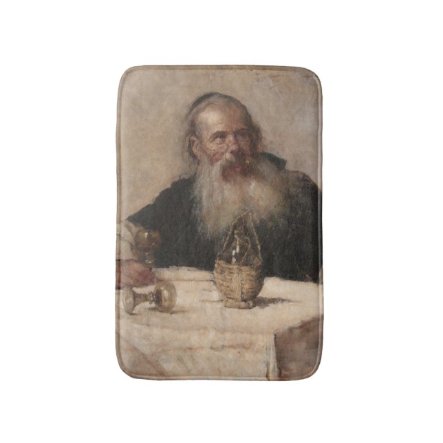 Jewish Man Drinking Wine (by Olga Boznanska) Bath Mat (Front Vertical)