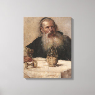 Jewish Man Drinking Wine (by Olga Boznanska) Canvas Print