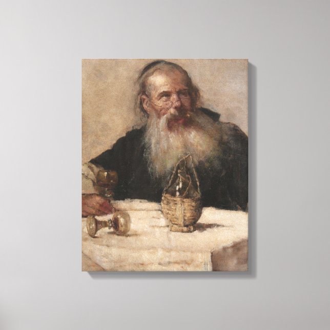 Jewish Man Drinking Wine (by Olga Boznanska) Canvas Print (Front)