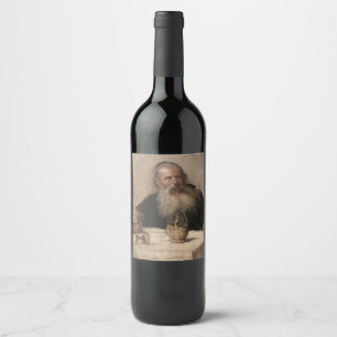 Jewish Man Drinking Wine (by Olga Boznanska) Label