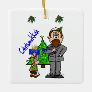 Jewish Man Elf Chrismukkah Ornament