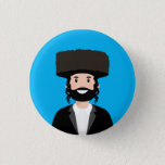 Jewish Man In Shtreimel Hat Button at Zazzle