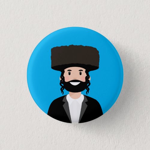 Jewish Man in Shtreimel hat Button