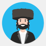Jewish Man In Shtreimel Hat Classic Round Sticker at Zazzle