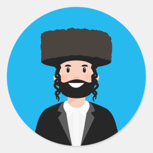 Jewish Man in Shtreimel hat Classic Round Sticker