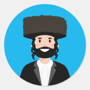 Jewish Man in Shtreimel hat Classic Round Sticker