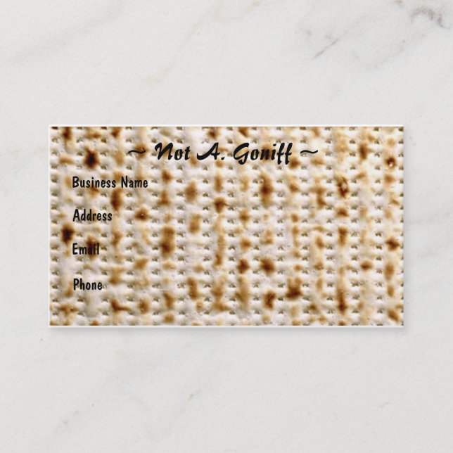 Jewish Matzoh Business Card ~ Customize! (Front)