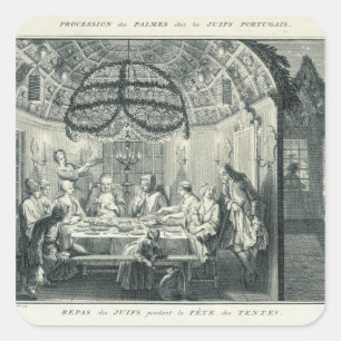 Jewish Meal During the Feast of the Tabernacles, i Square Sticker