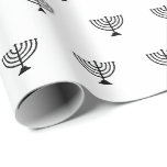 Jewish menorah black and white pattern Hanukkah Wrapping Paper<br><div class="desc">Jewish menorah black and white pattern.

This wrapping paper is great for Hanukkah,  Chanukah,  bar mitzvah,  bat mitzvah,  Shabbat and Jewish Holidays.</div>