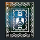 Jewish Menorah Crown Faux Lace Papercut Art Print<br><div class="desc">Display this stunning art print in the frame of your choosing.  This white faux lace papercut design can be placed on any background texture or color of your choosing.</div>