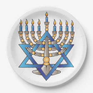 Jewish Menorah Paper Plates